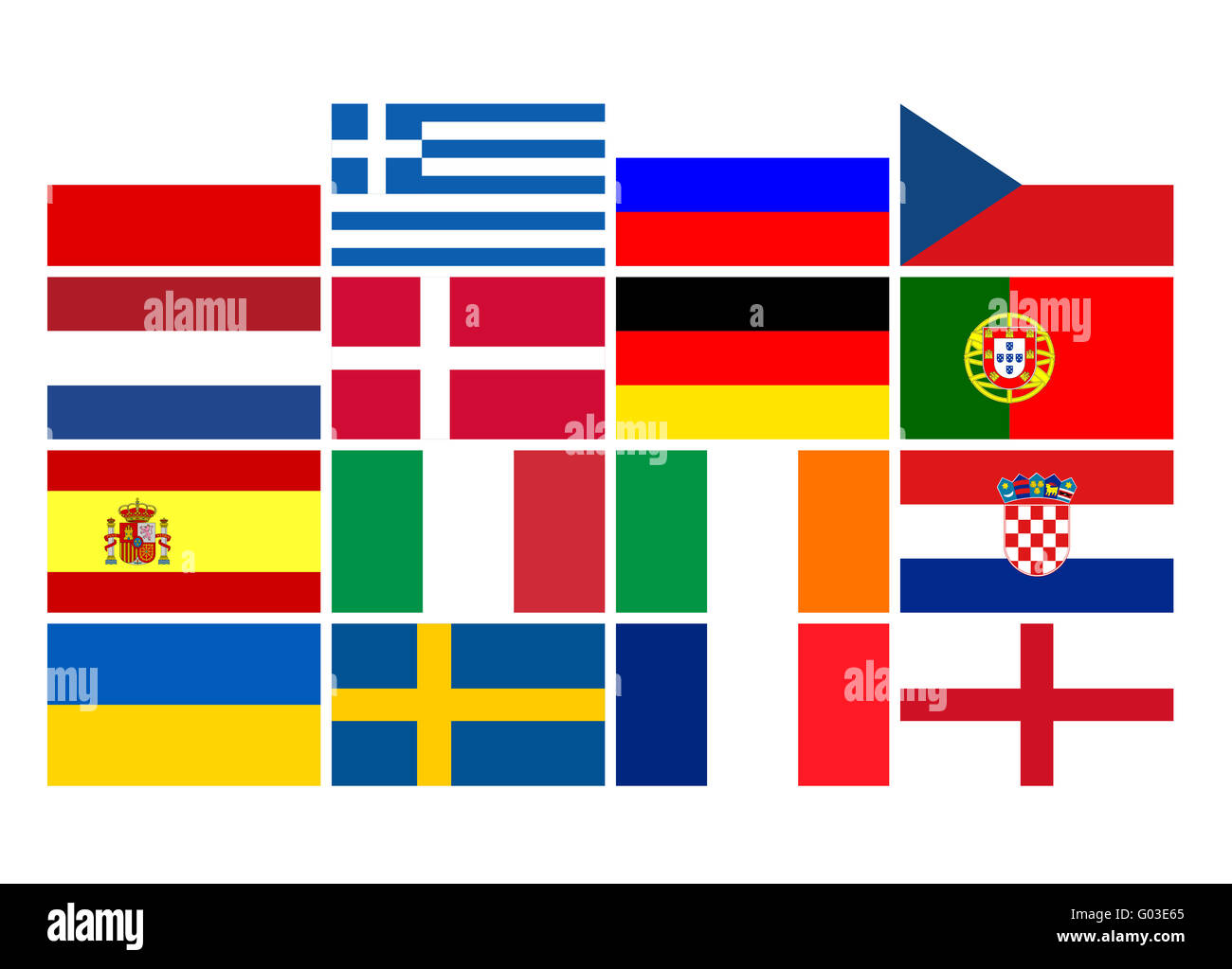 National team flags European football championship Stock Photo
