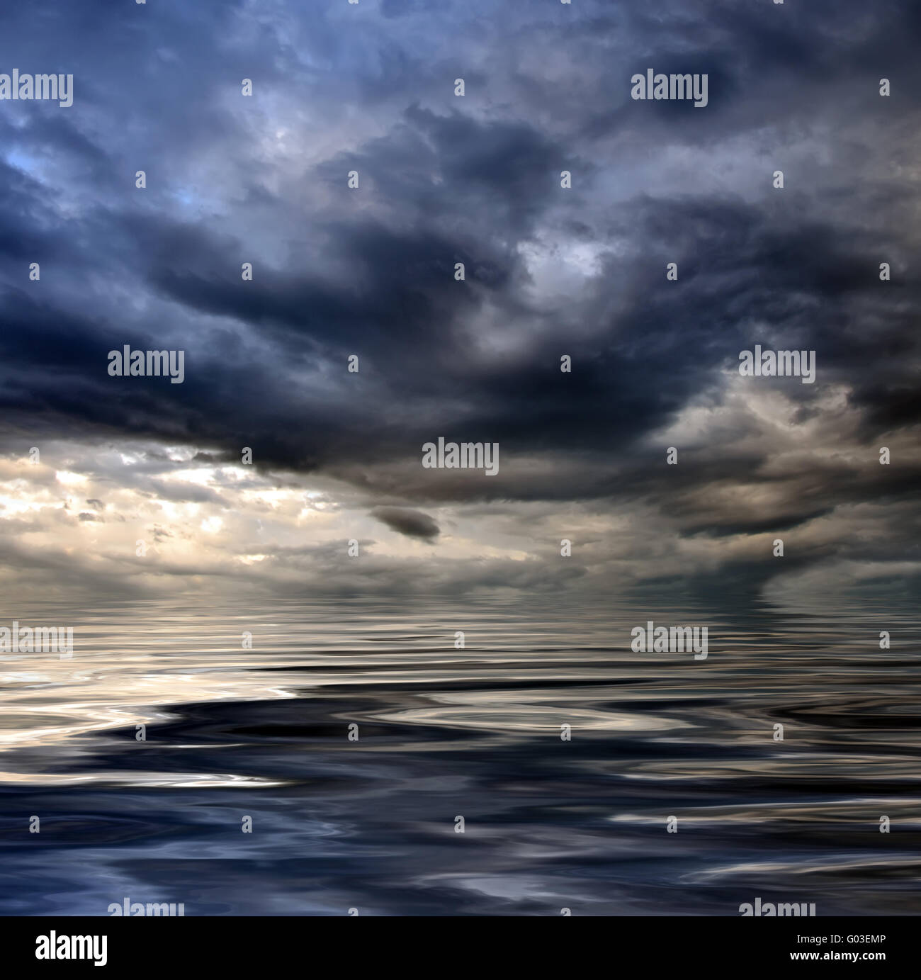dark cloudy stormy sky with clouds and waves in the sea - global ...