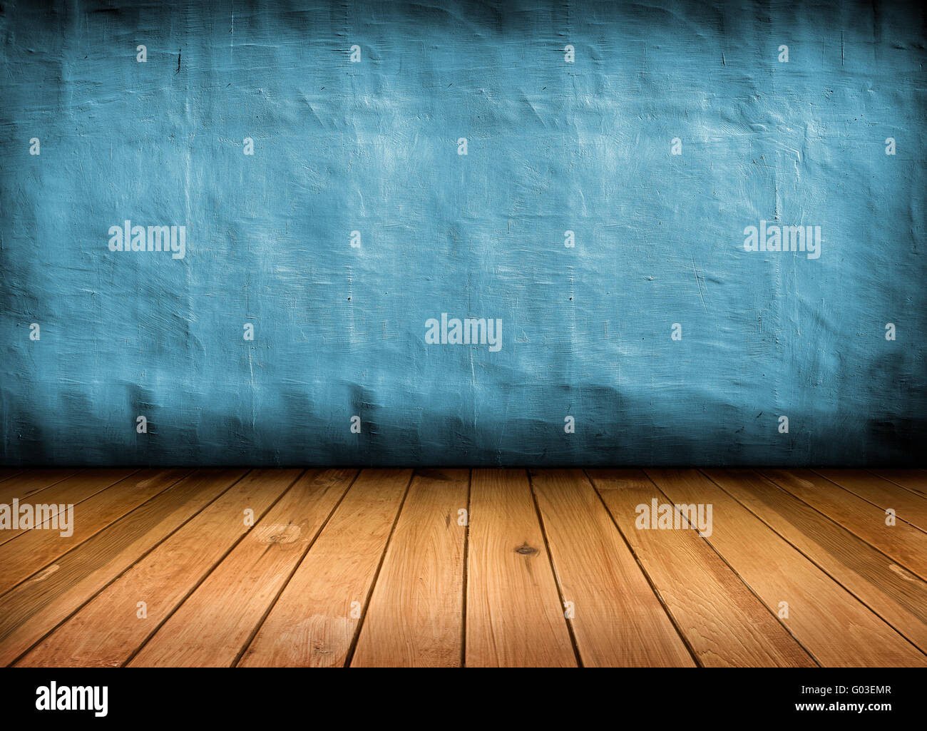 dark vintage blue room with wooden floor and artistic shadows added Stock Photo Alamy