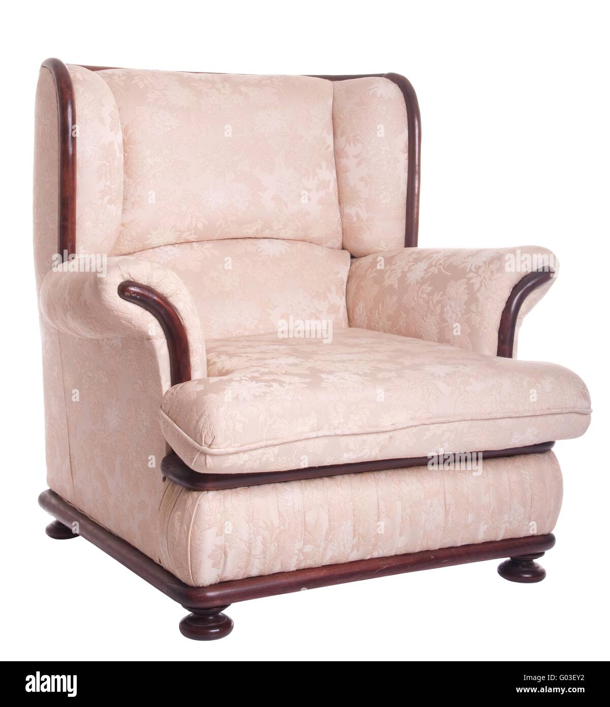 antique padded armchair isolated on white background Stock Photo - Alamy
