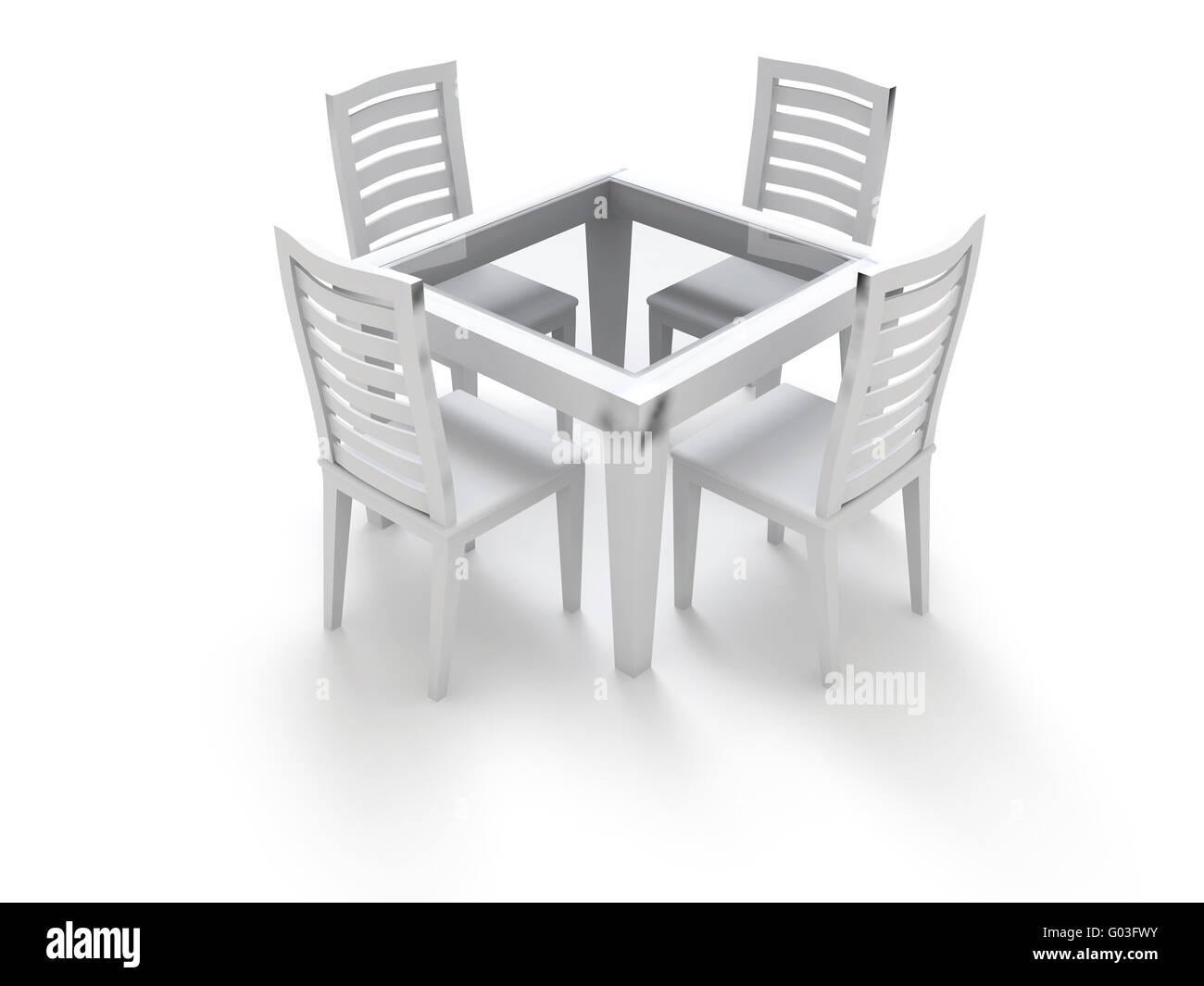 Dining room with chairs and a table in light tones Stock Photo