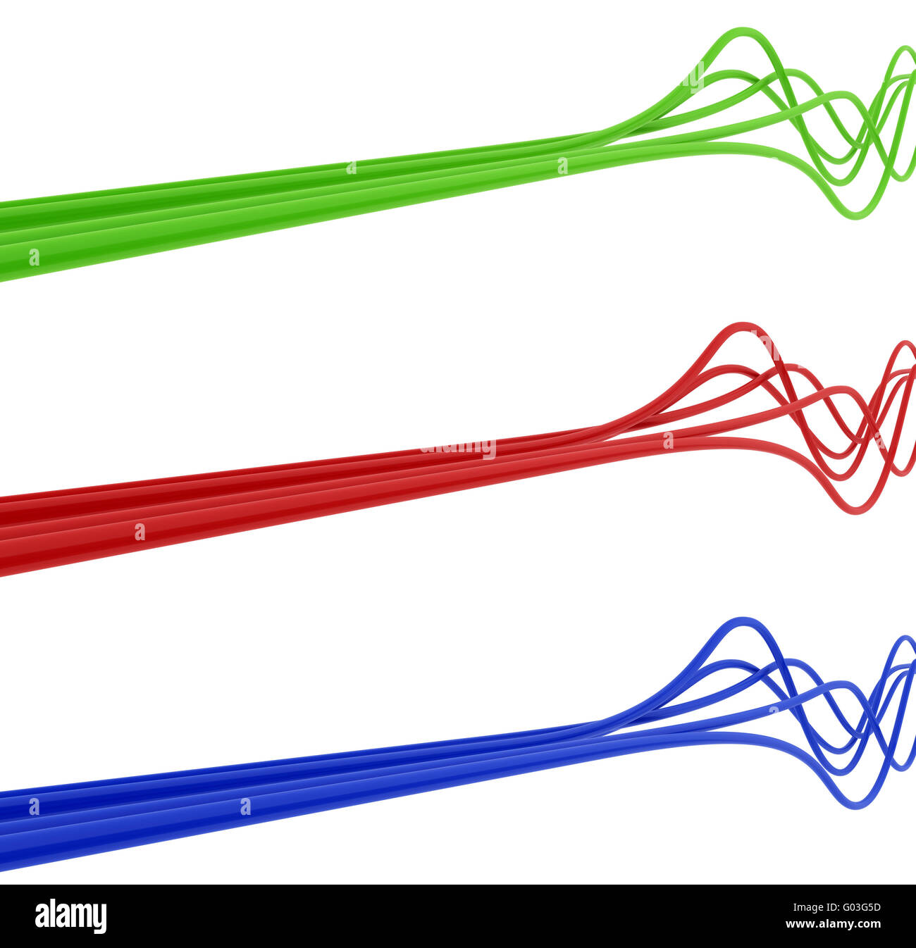 fibreoptical green blue and red cables on a white Stock Photo Alamy