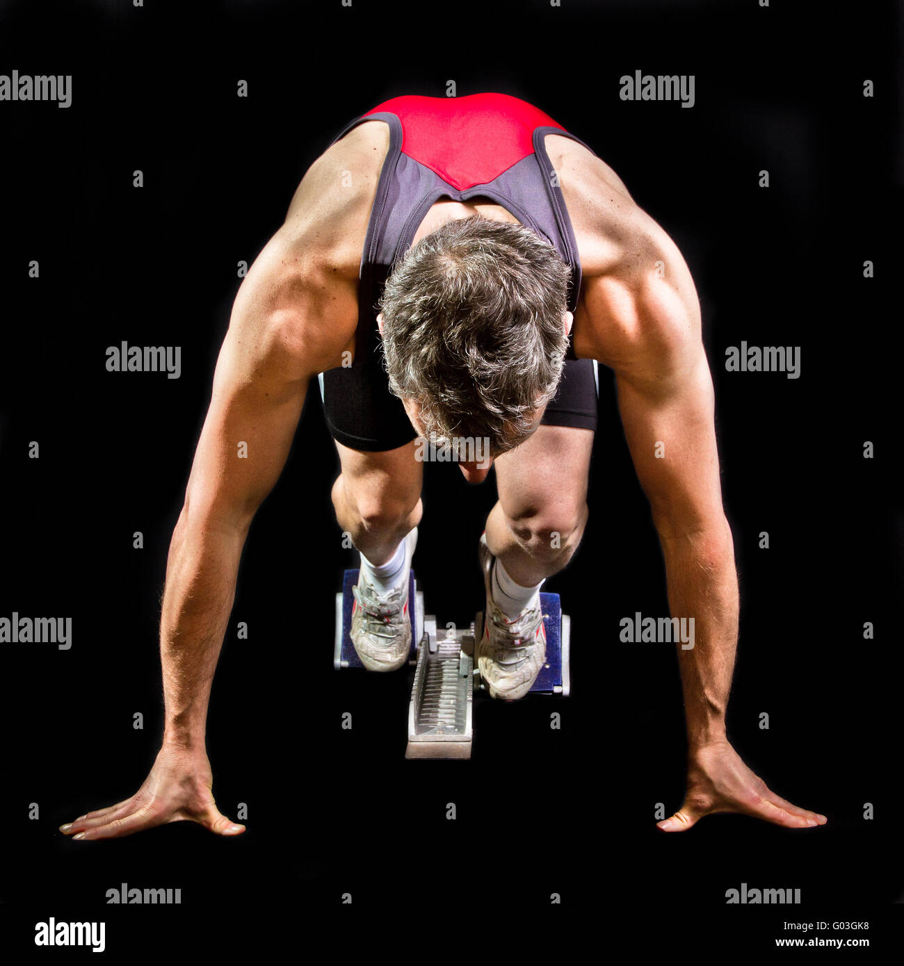 Sprintstart in track and field Stock Photo Alamy