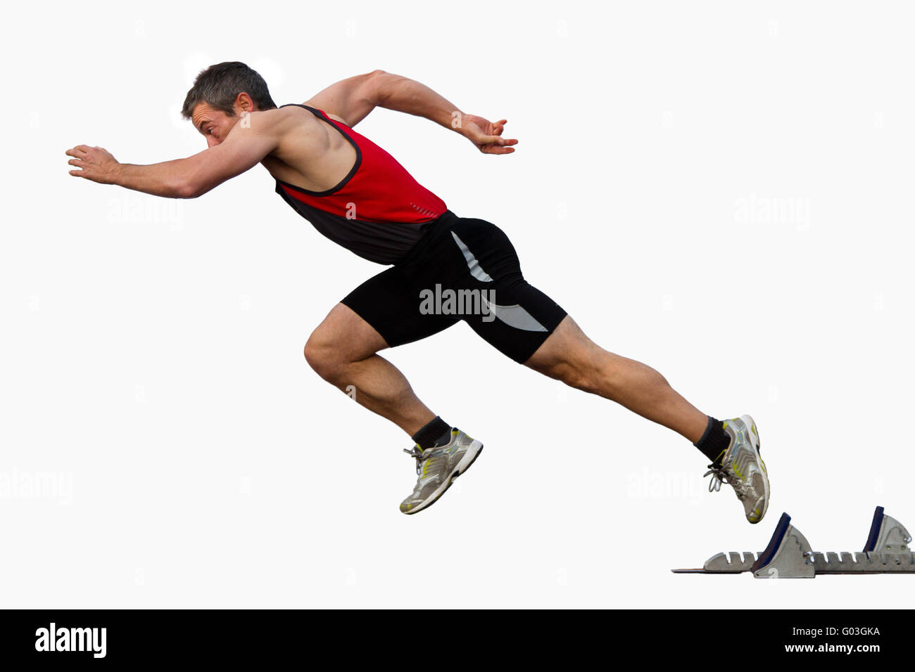 Sprintstart in track and field Stock Photo Alamy