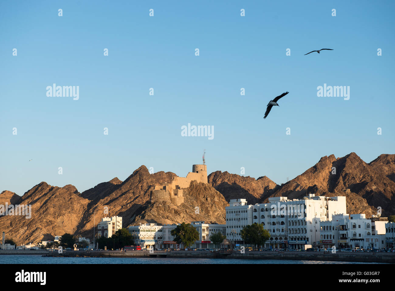 Oman, Muscat, Mutrah, skyline. Stock Photo