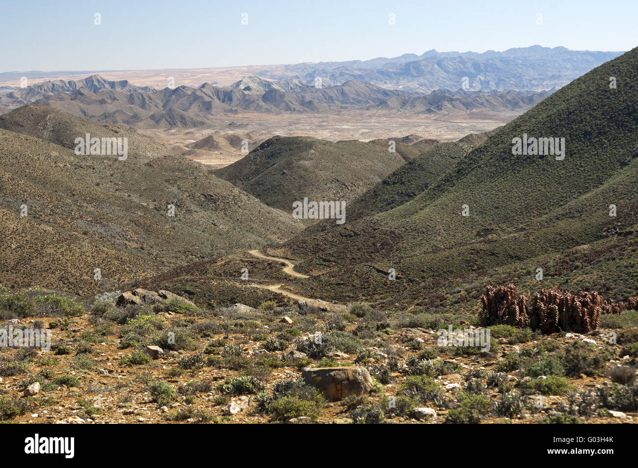 Arid valley at the Helskloof Pass, South Africa Stock Photo