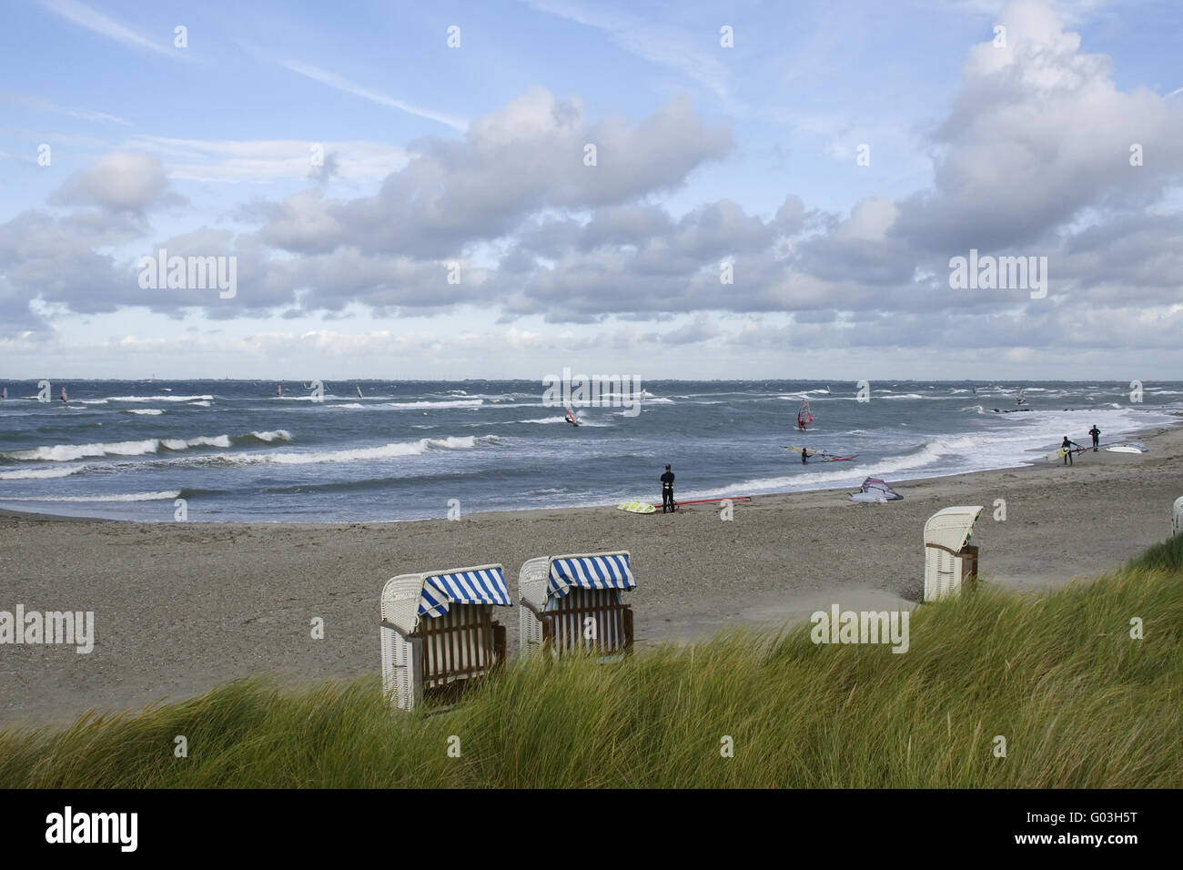 Storm on the beach near Heiligenhafen, Baltic Sea, Stock Photo