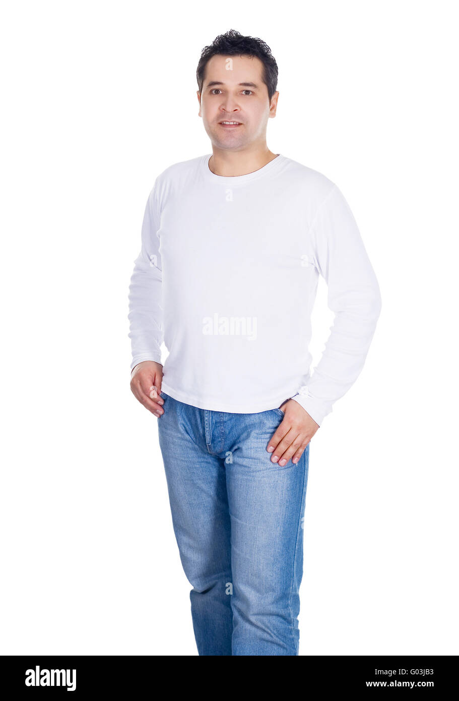 Portrait of happy young men over white background Stock Photo - Alamy