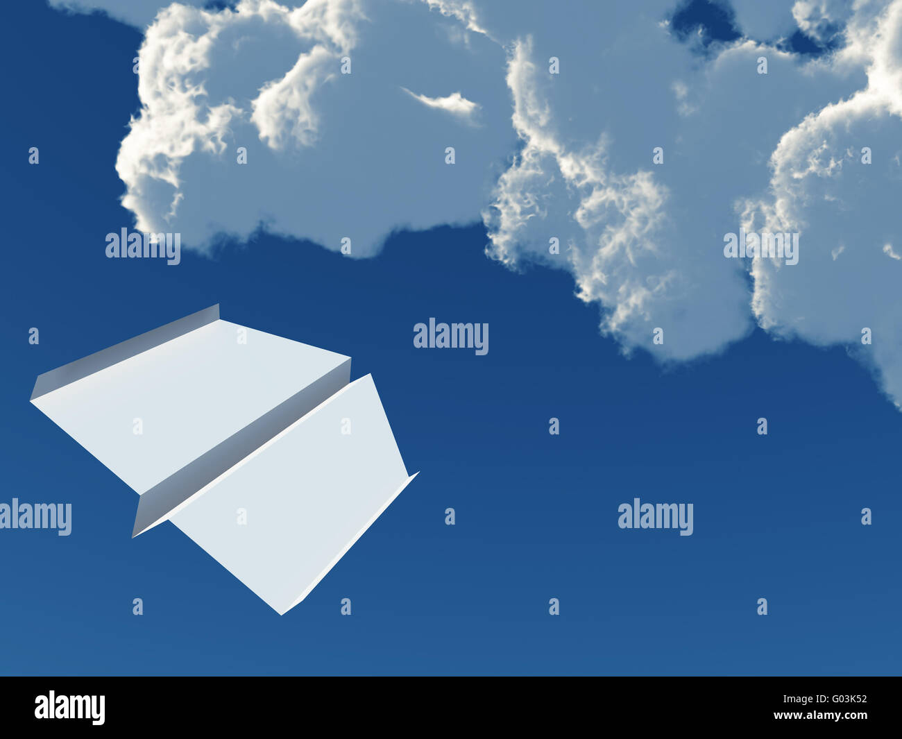 paper airplane on a background blue sky and clou Stock Photo