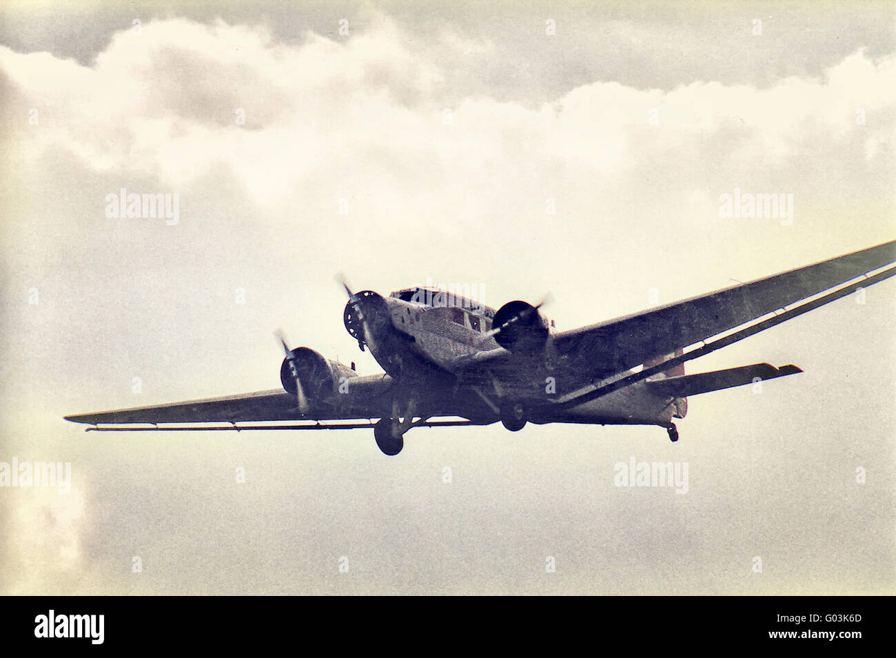 Propeller aircraft Ju 52 in the historic flyover Stock Photo
