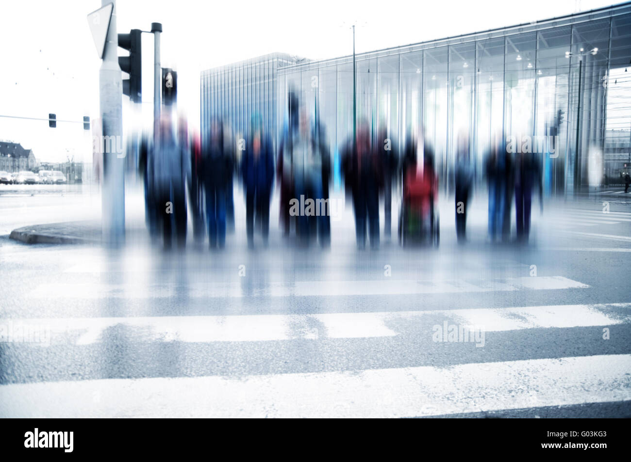 Pedestrian crossing rush. People moving motion Stock Photo