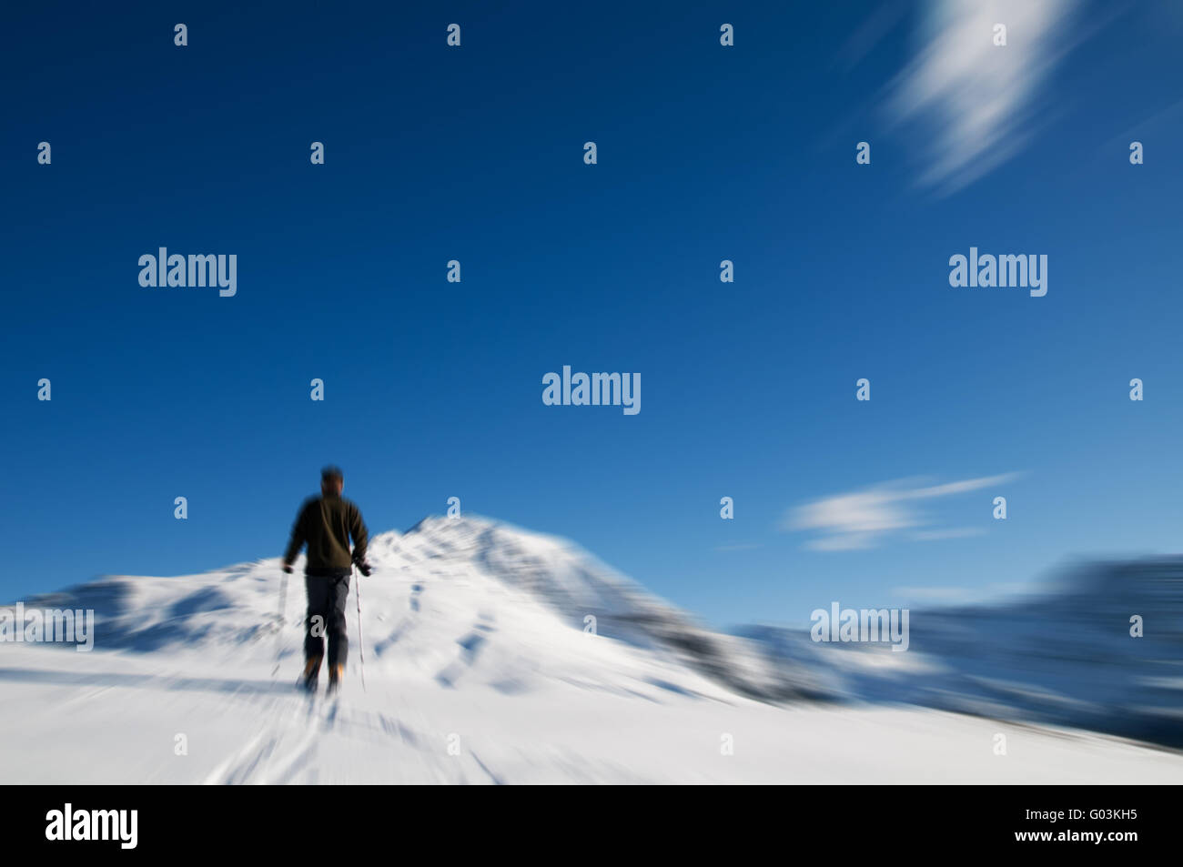 Winter sports - mountain climbing. Motion blurred Stock Photo