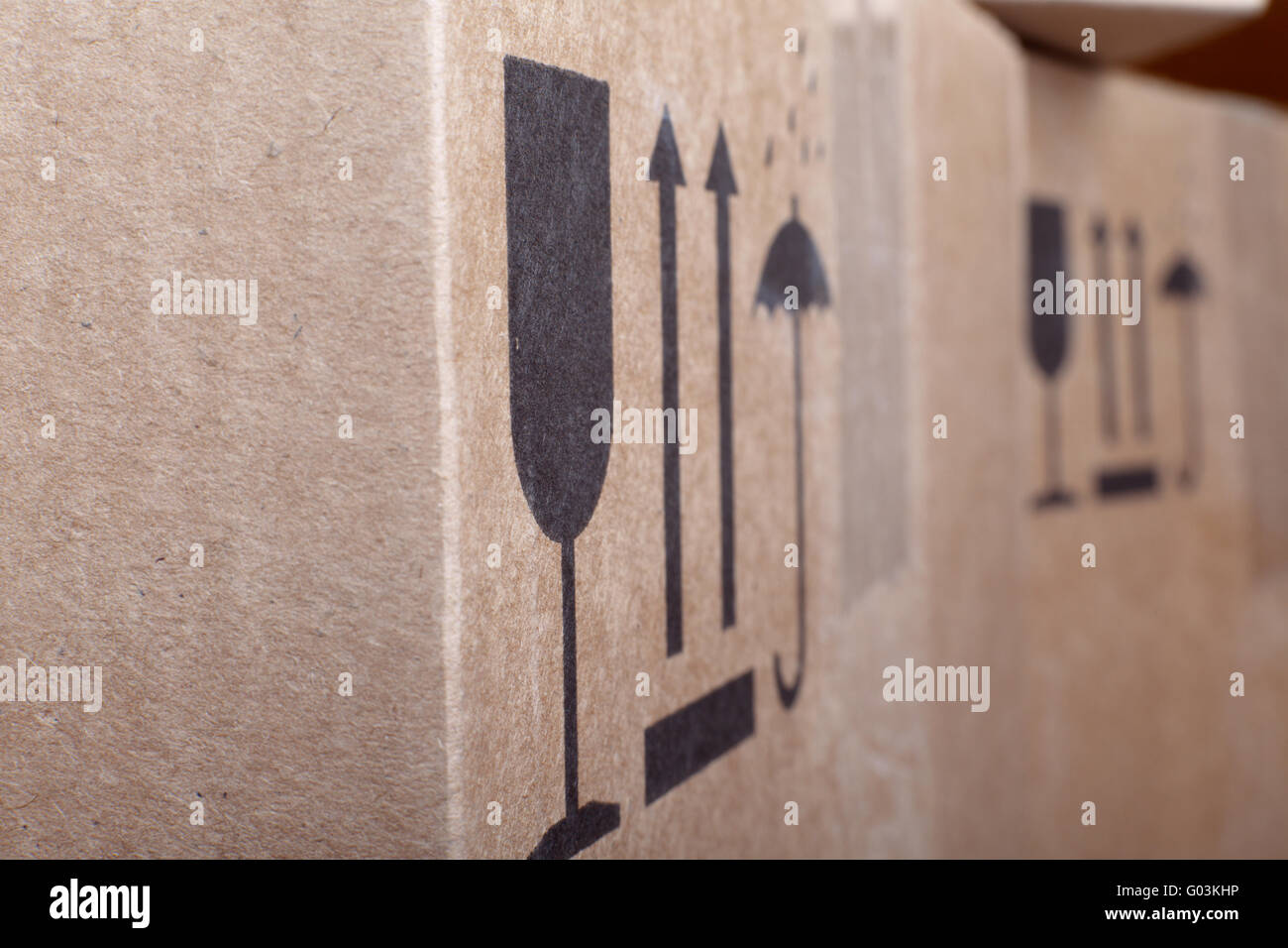 cardboard boxes in a warehouse. Contept of obstacle in business Stock Photo