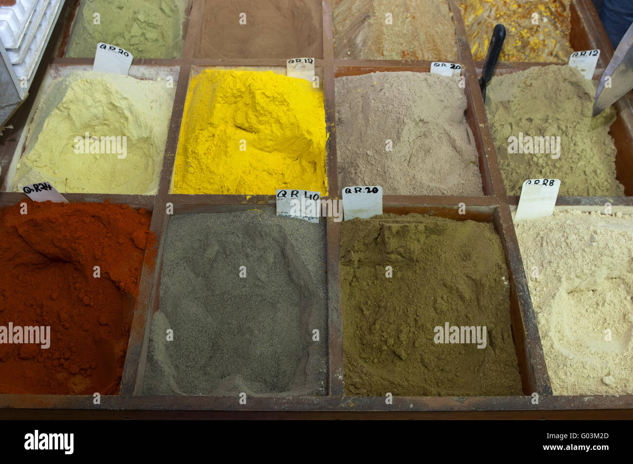 Colorful display of spices on the basaar Doha Stock Photo