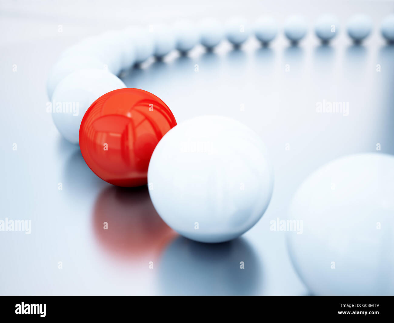 blurred white balls and red ball is in focus Stock Photo Alamy