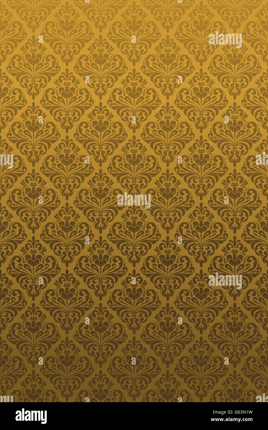 Dark gold damask wallpaper Stock Photo Alamy