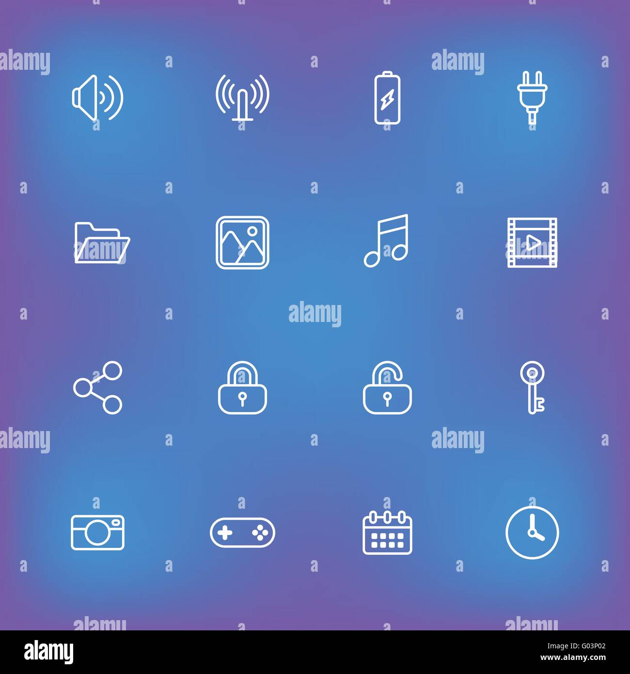 [EPS10] white line simple web icon set for web, UI, infographic and ...
