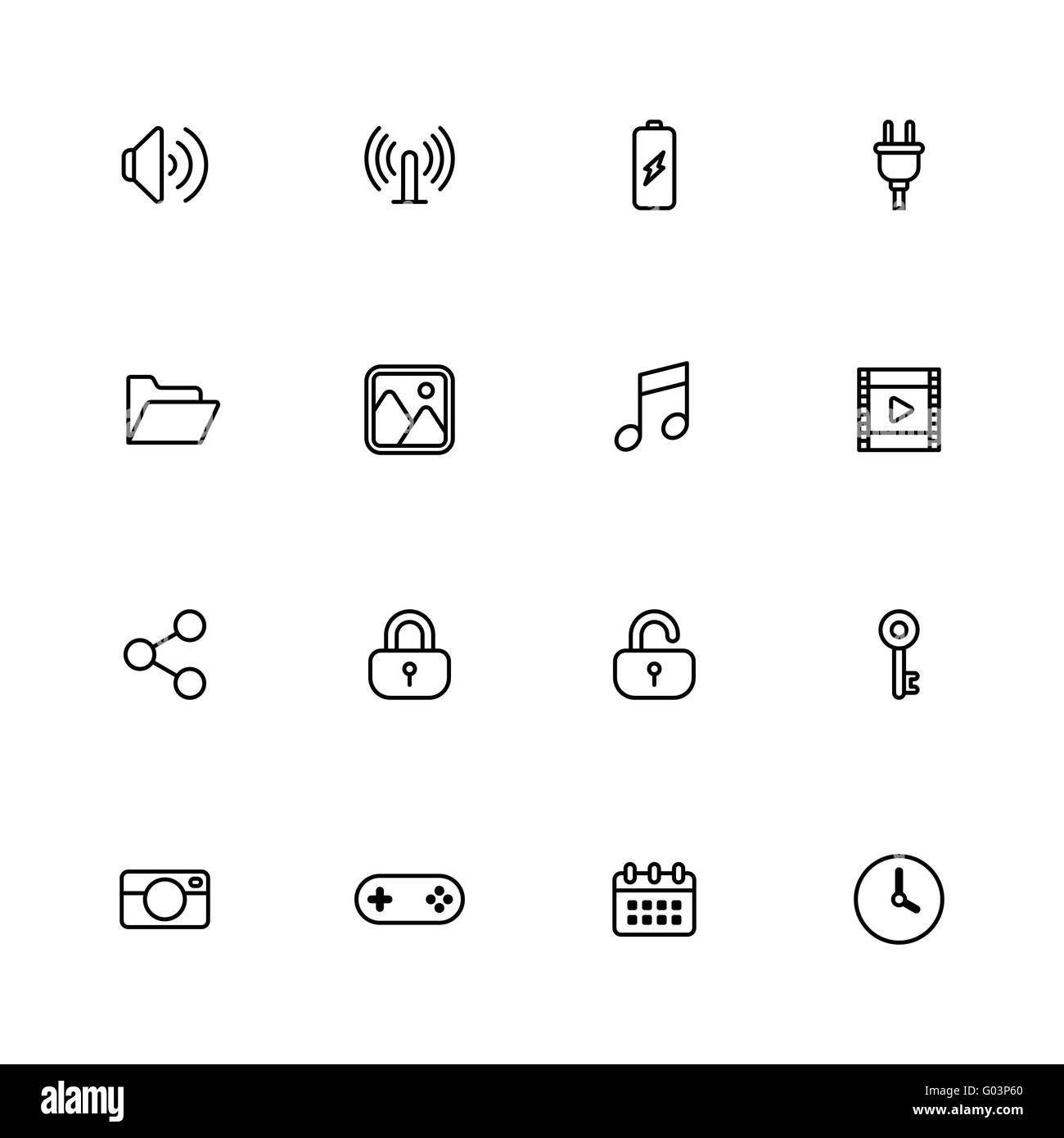 [EPS10] black line simple web icon set for web, UI, infographic and mobile apps Stock Vector