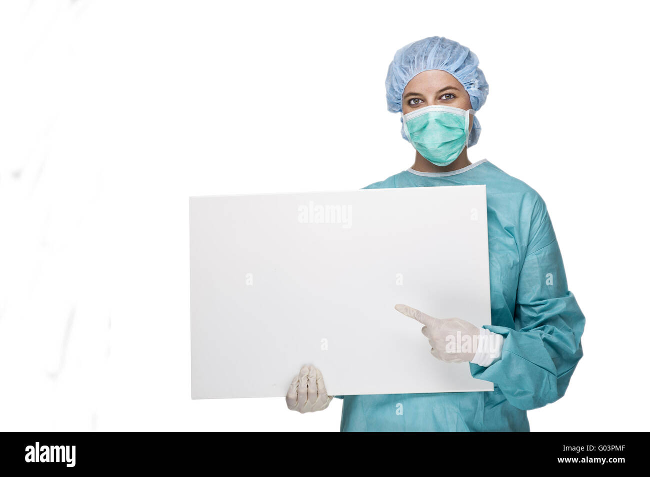 OP doctor with protective clothing and promotional Stock Photo