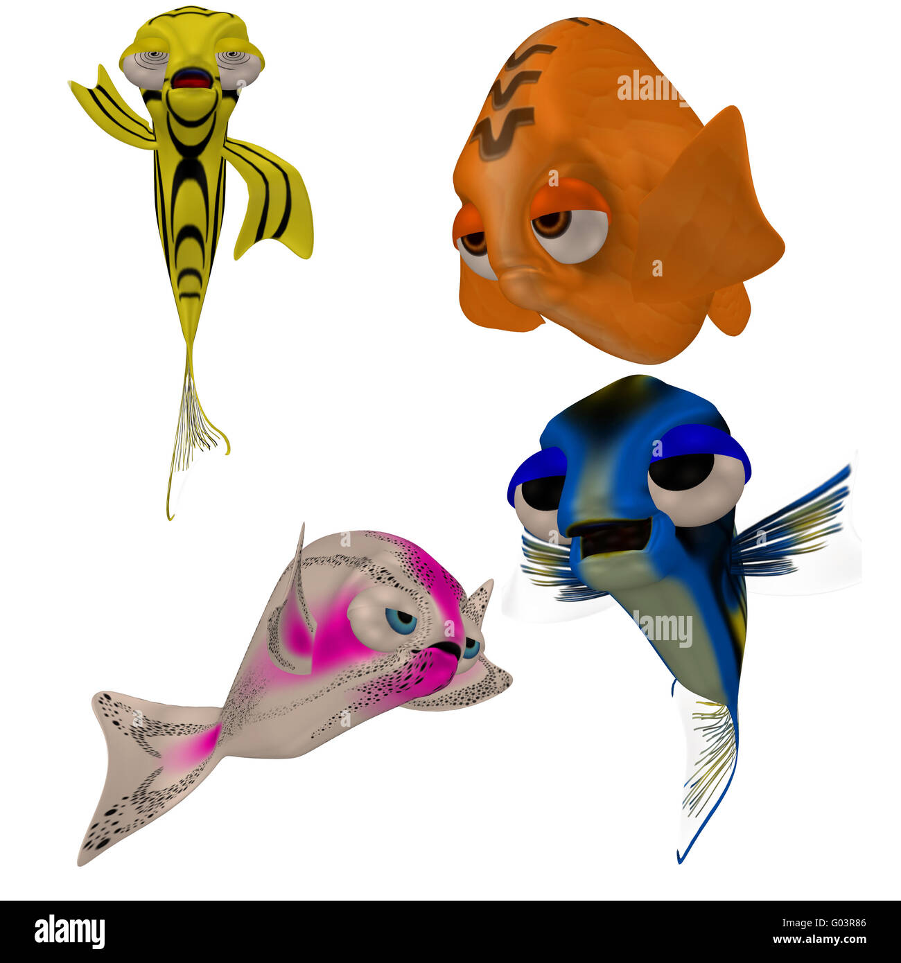 a funny toon fish - isolated on white Stock Photo - Alamy