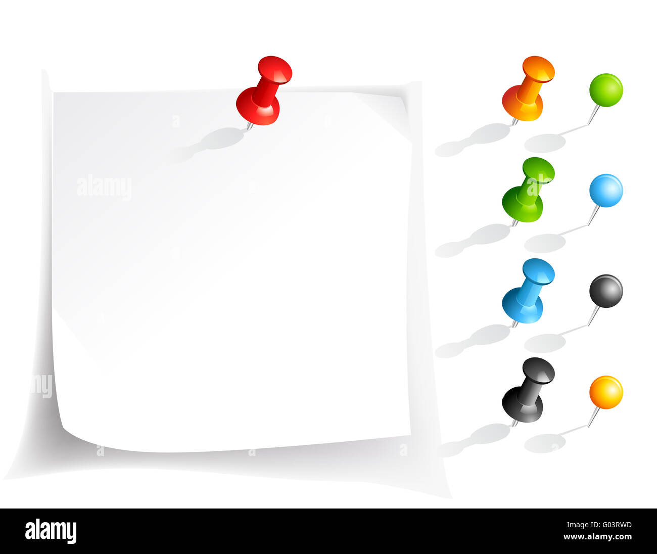 Vector note paper and pins Stock Photo Alamy