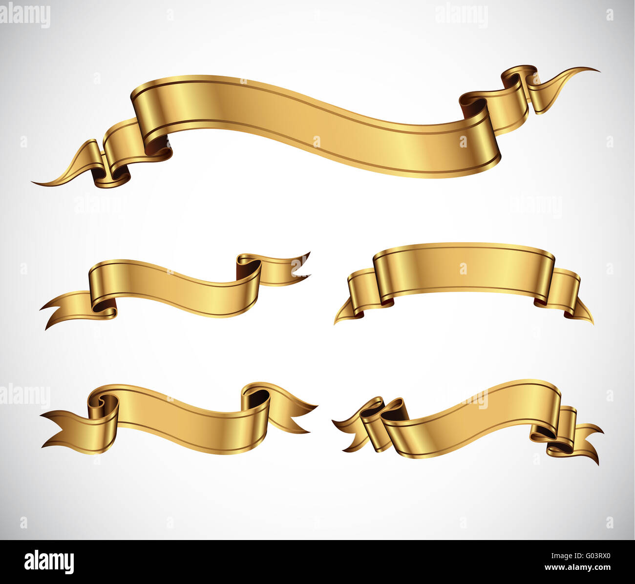 Gold ribbons Stock Photo