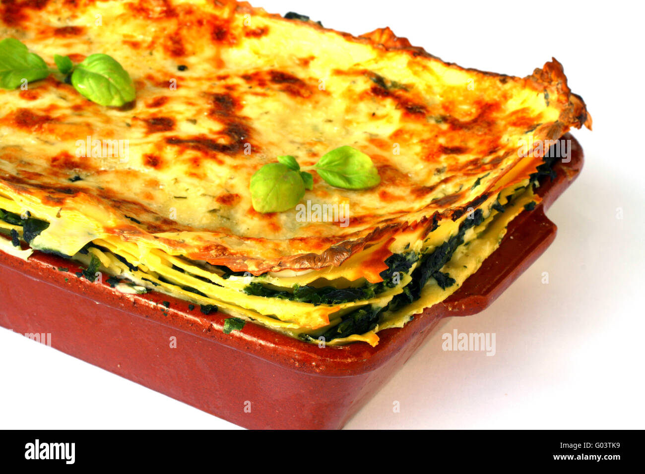 Vegetarian lasagna with ricotta cheese spinach filling Stock Photo - Alamy