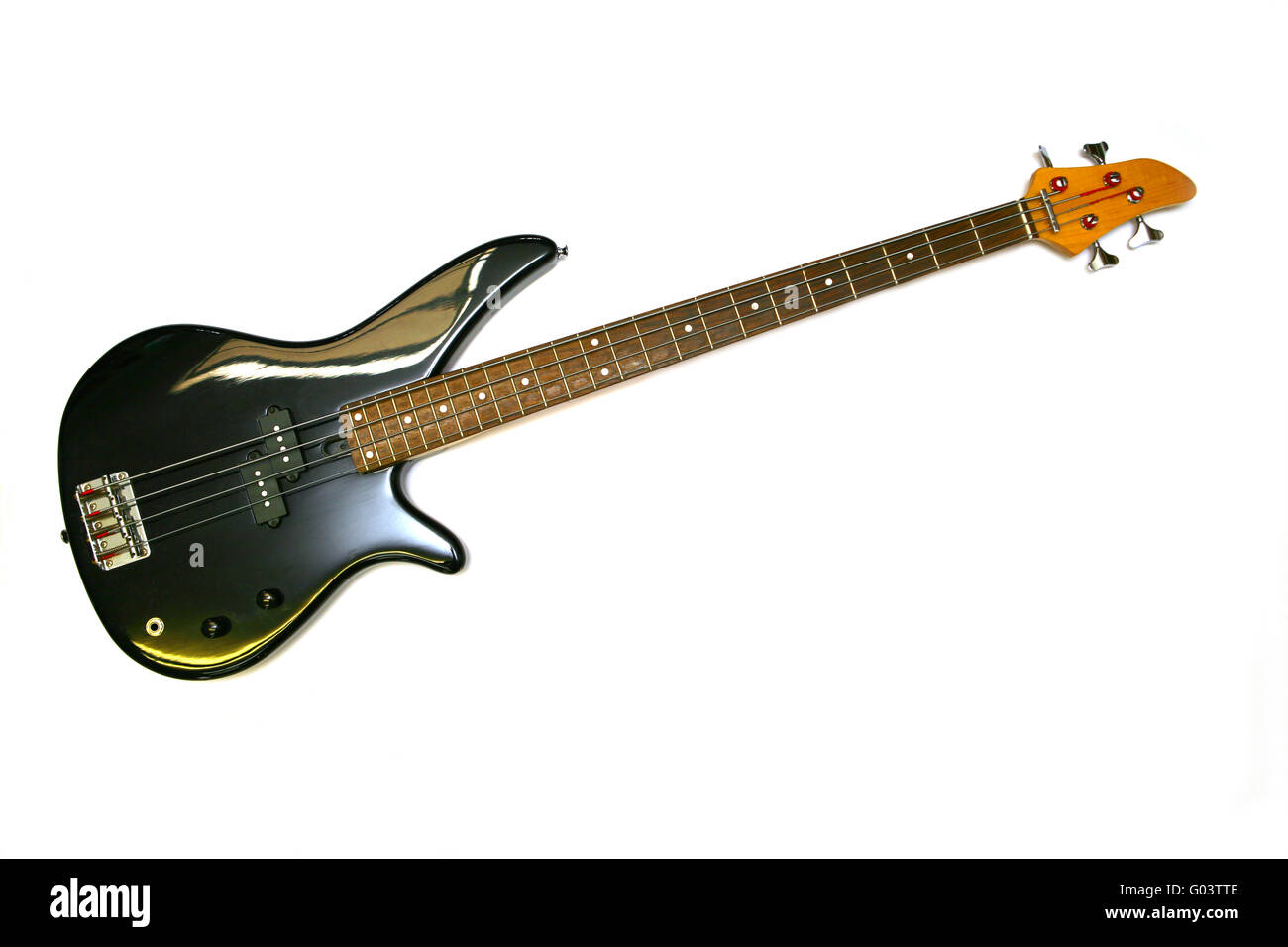 Bass Electric black Guitar With four Strings, isolated Stock Photo Alamy