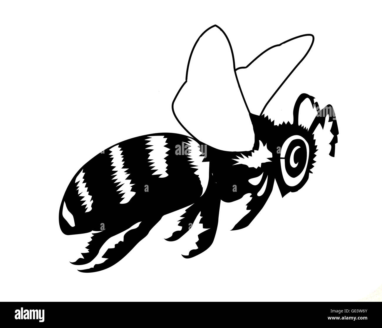 vector silhouette of the bee on white background Stock Photo - Alamy