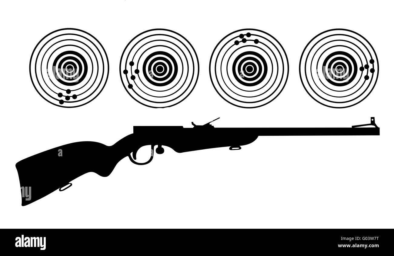 vector silhouette of the rifle on white background Stock Photo