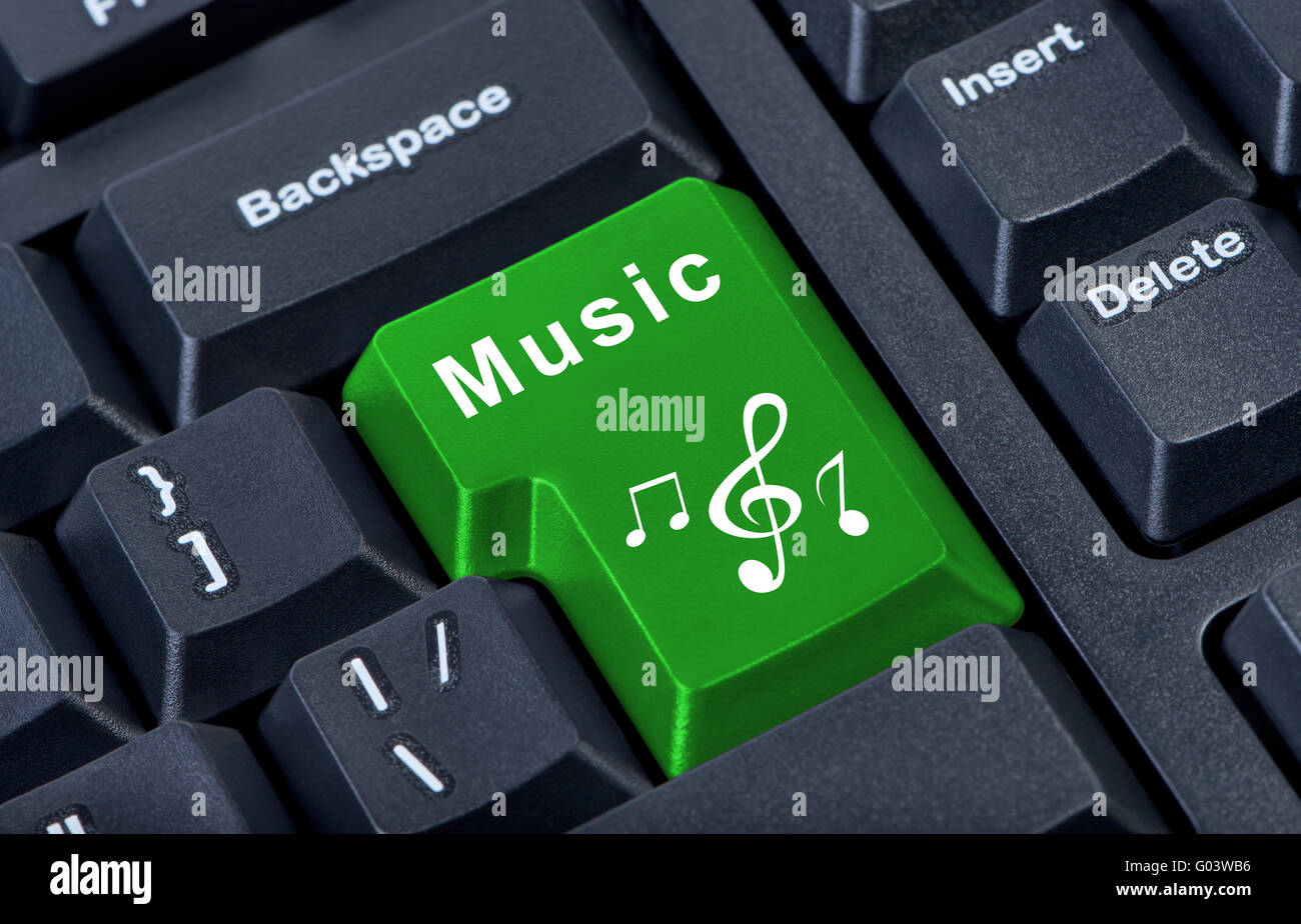 Button keypad music with treble clef and notes. Stock Photo