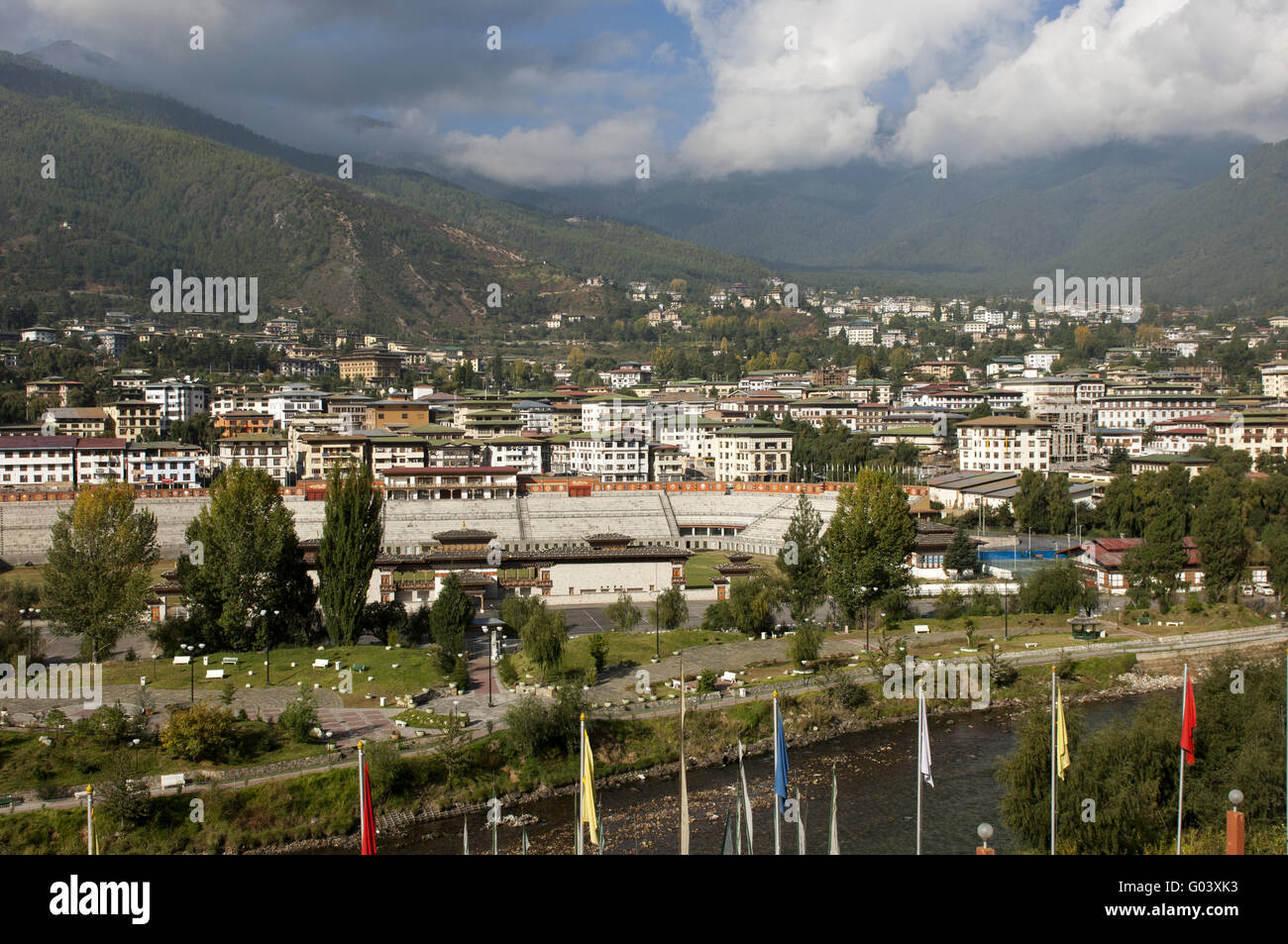 Thimphu, capital city of the Kingdom of Bhutan Stock Photo