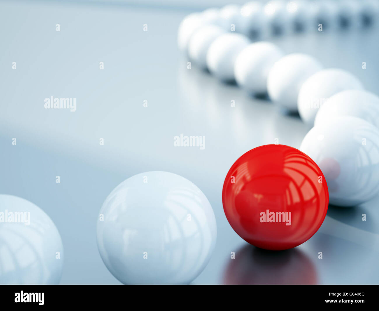 blurred white balls and red ball is in focus Stock Photo Alamy