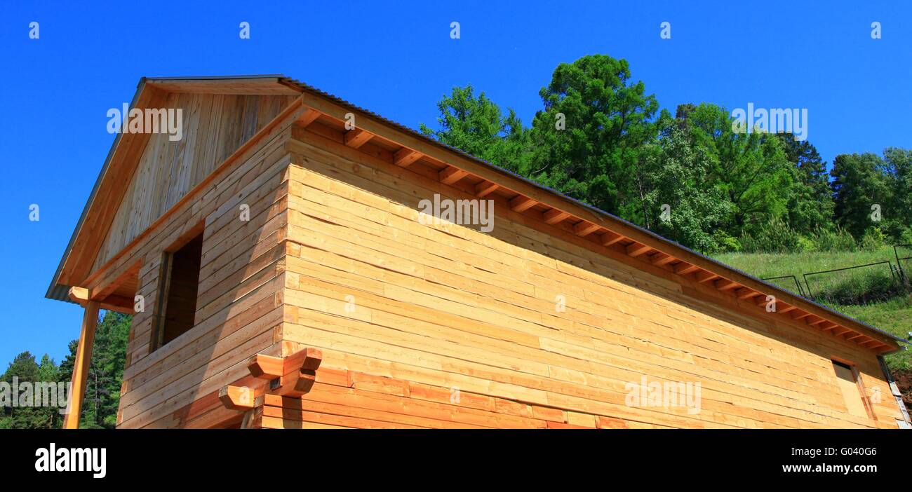 Rural house under construction. Close up. Nobody. Stock Photo