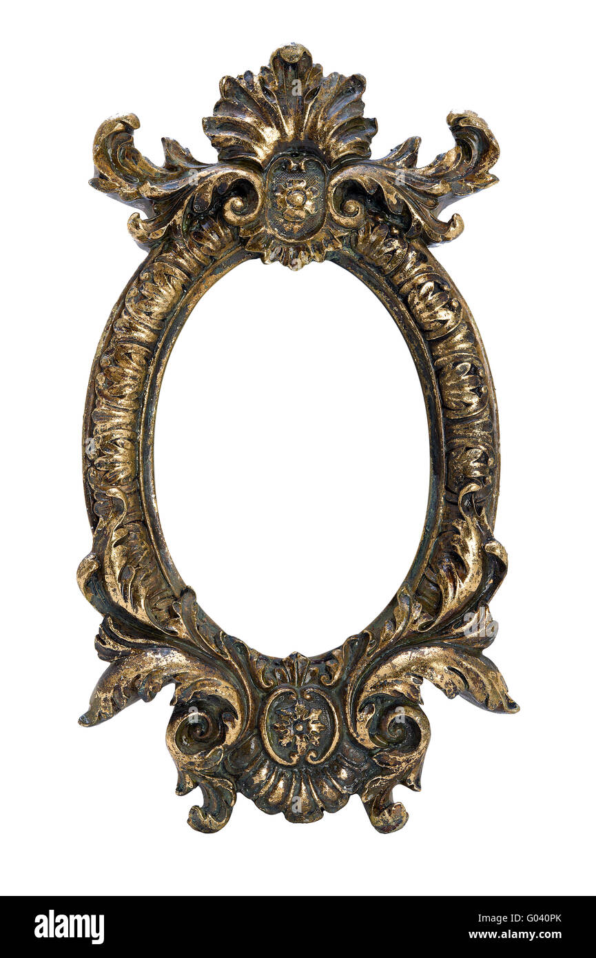 Gold vintage oval portrait frame hi-res stock photography