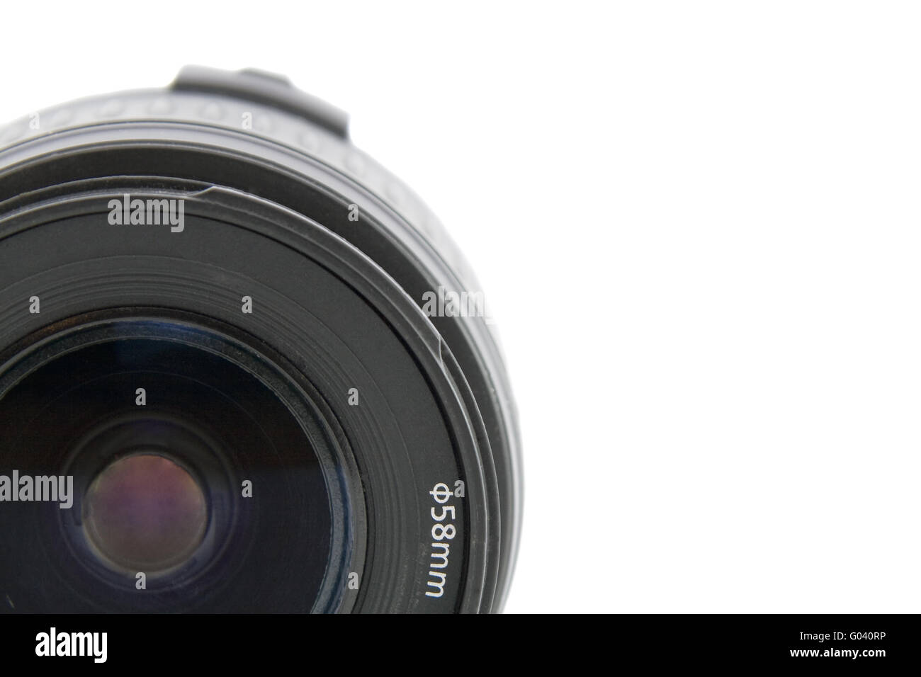 Camera lens macro shooting isolated on white background Stock Photo Alamy