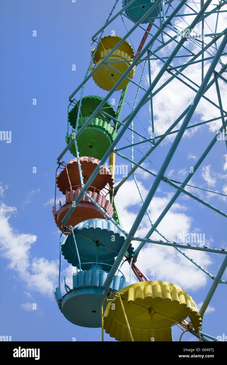 Wheel of review in the park on blue sky background Stock Photo - Alamy