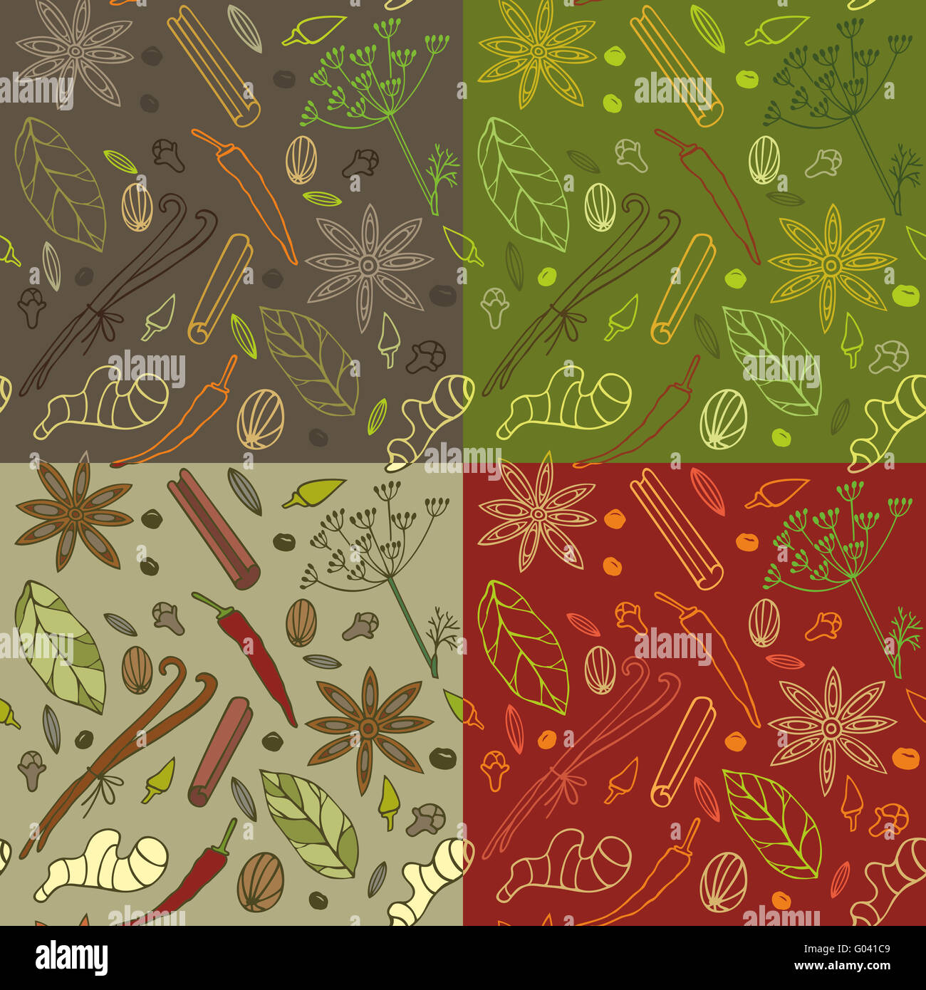 Spices kitchen pattern Stock Photo - Alamy
