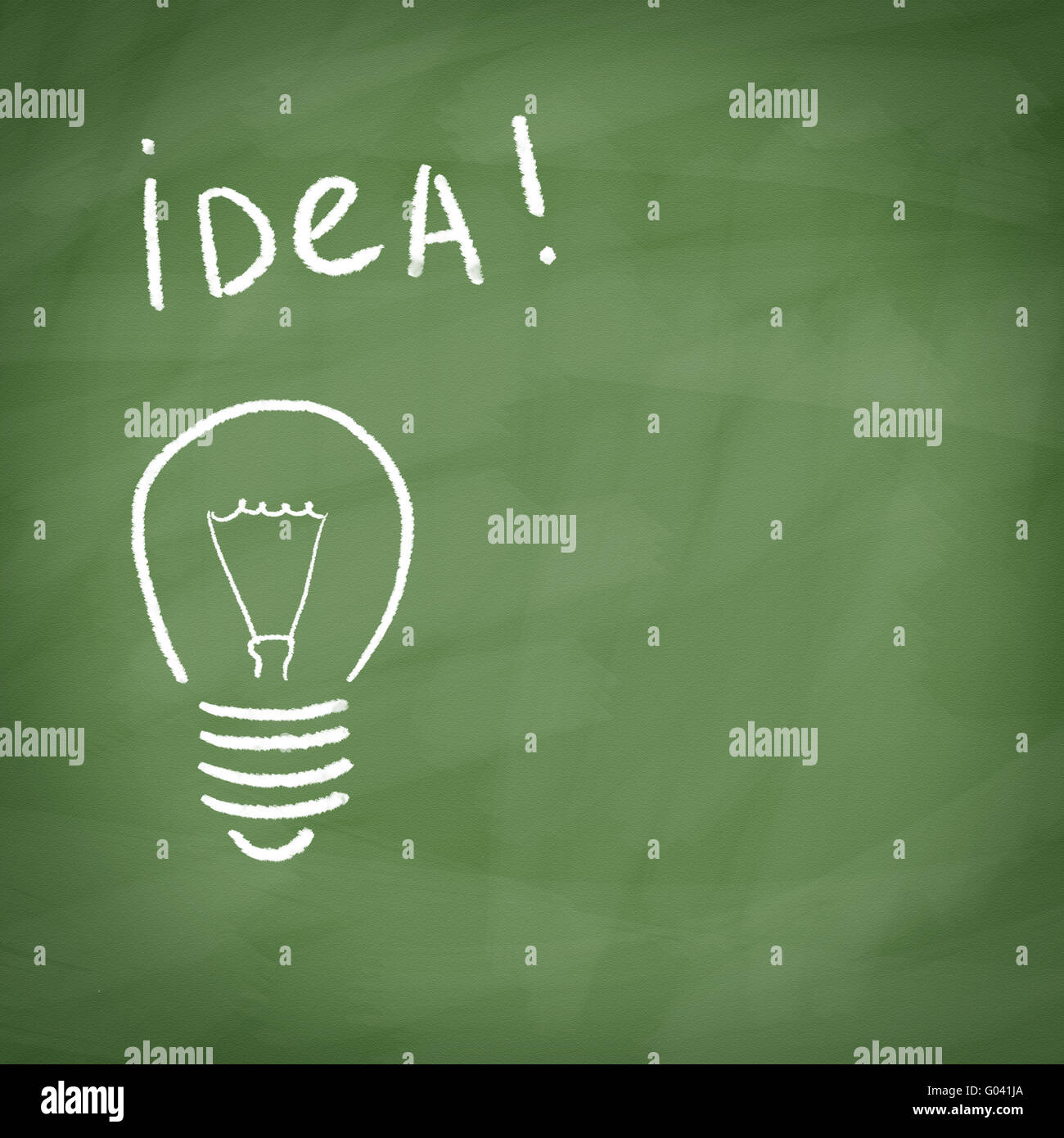 Lamp painted with chalk on blackboard with the word IDEA! Stock Photo