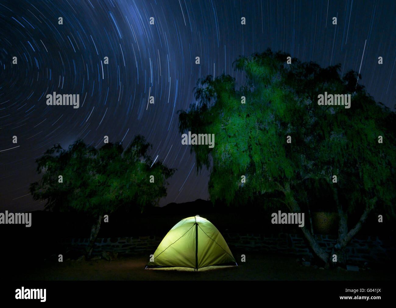 camp under starry Stock Photo