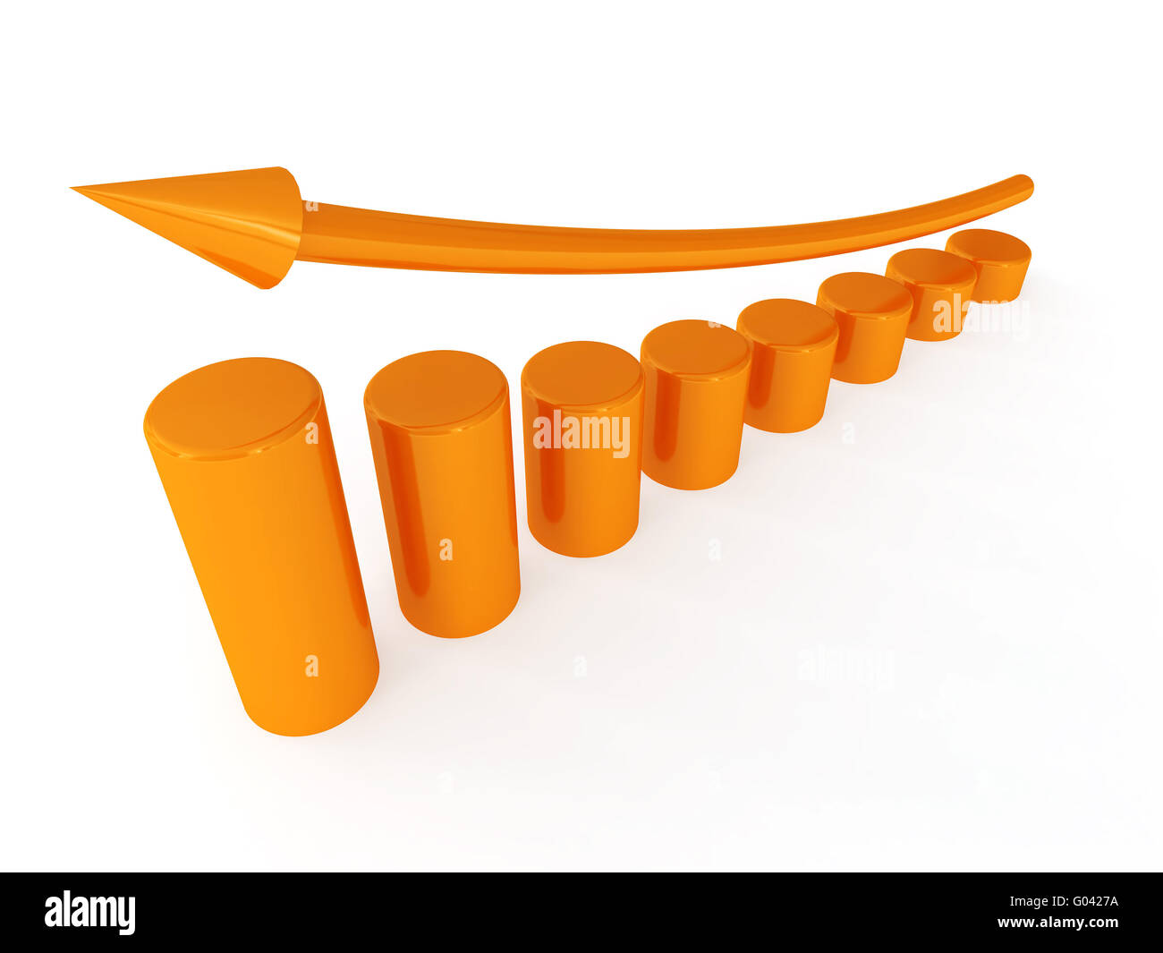Metallic Columns Of Diagram With Arrow Rising Upwa Stock Photo Alamy