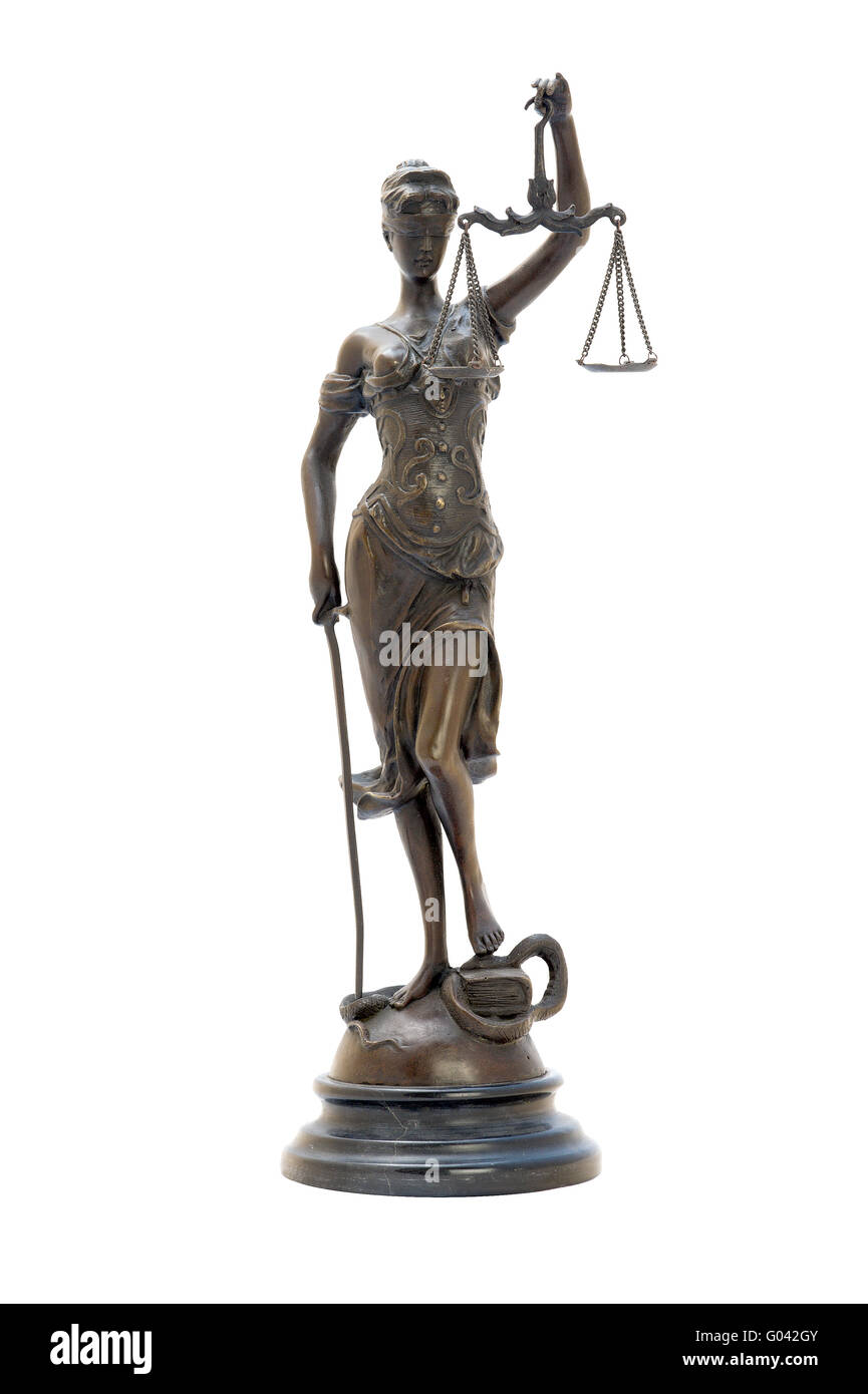 antique bronze statuette of the goddess Themis. Stock Photo