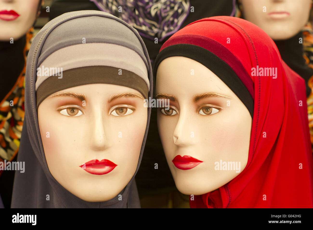 muslim woman mannequin wearing headscarf, hijab or hijaab Stock Photo