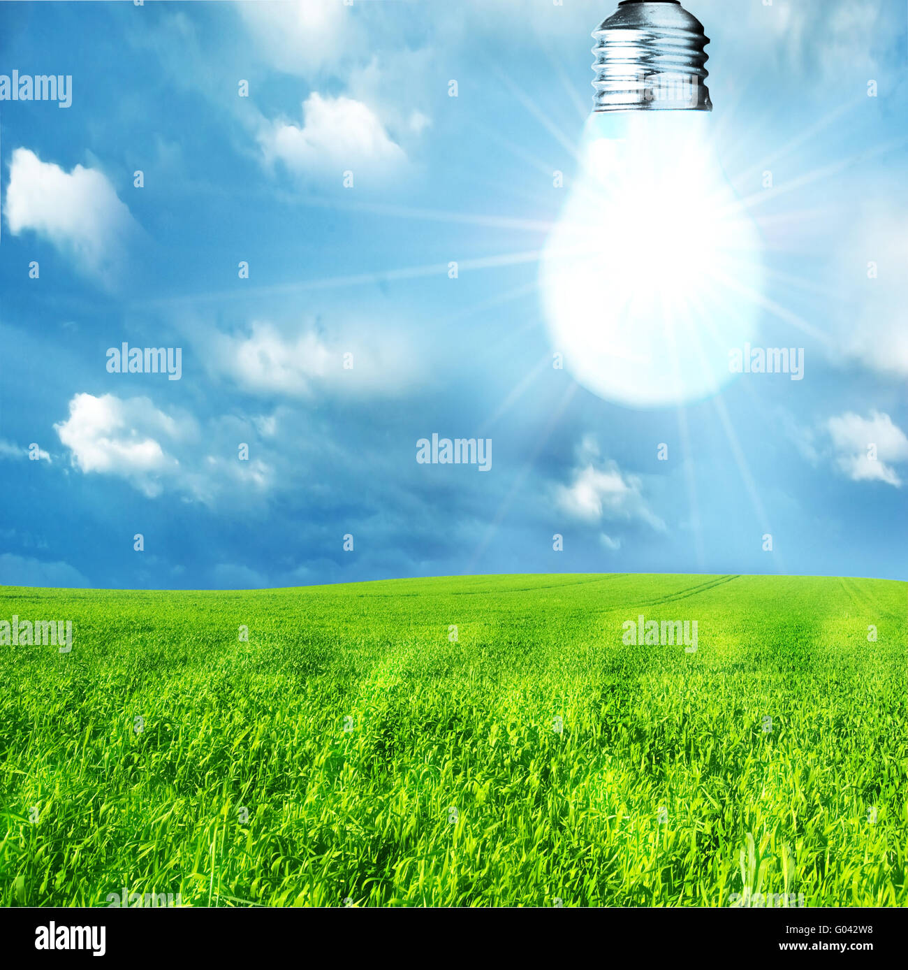 Green energy concept. Light bulb on nature background Stock Photo - Alamy