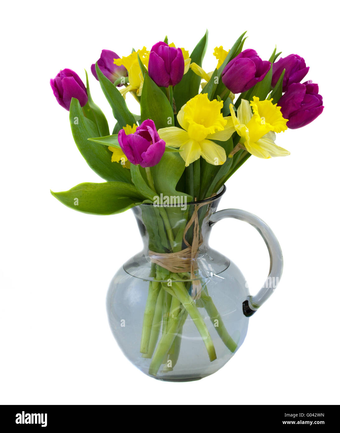 bouquet of tulips and daffodils Stock Photo Alamy