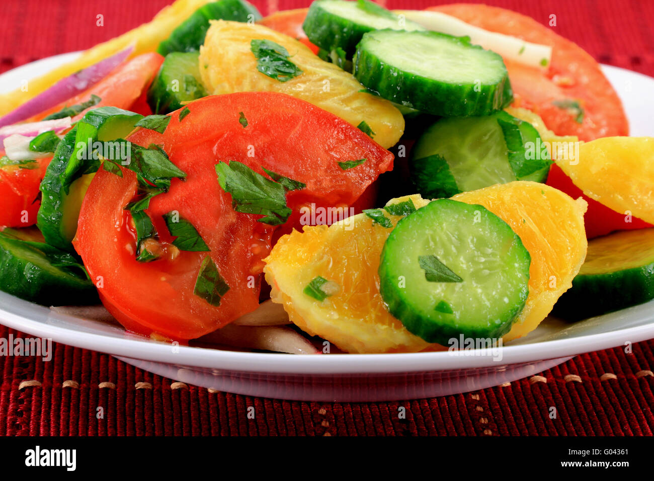 Closeup view of mixed fruits and vegetables salad Stock Photo Alamy