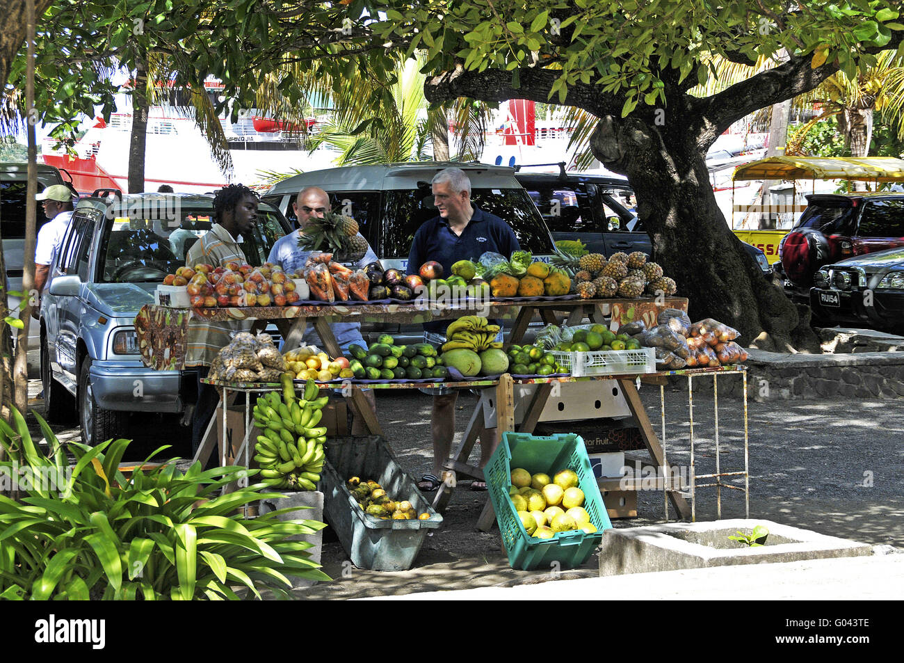 Fruit stand on the Caribbean island of Bequia Stock Photo