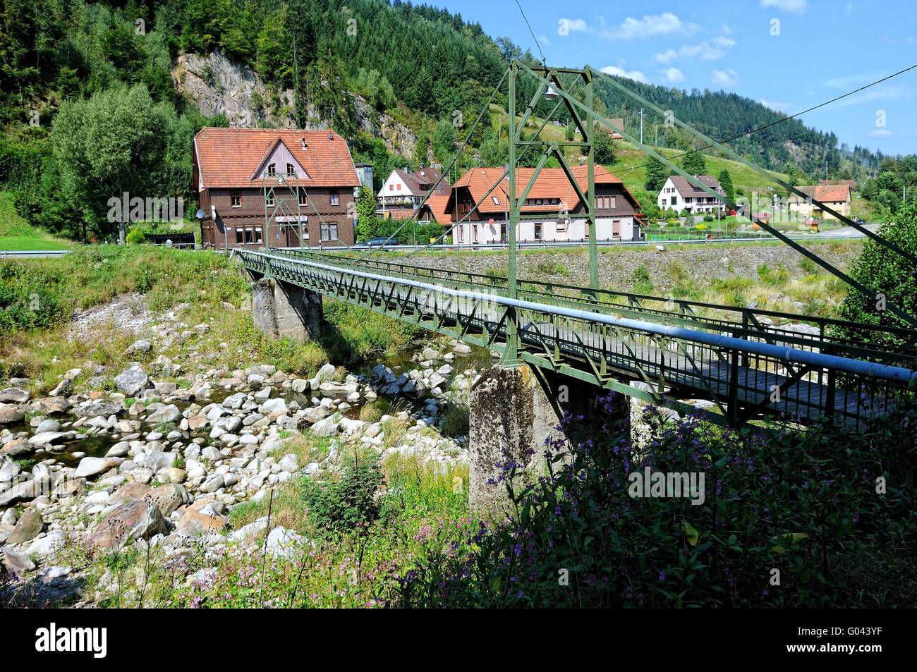 Suspension bridge in the Murg Valley Black Forest Stock Photo