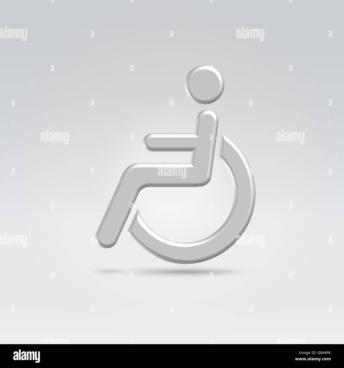 Stickman in wheelchair icon concept shot backlit m Stock Photo