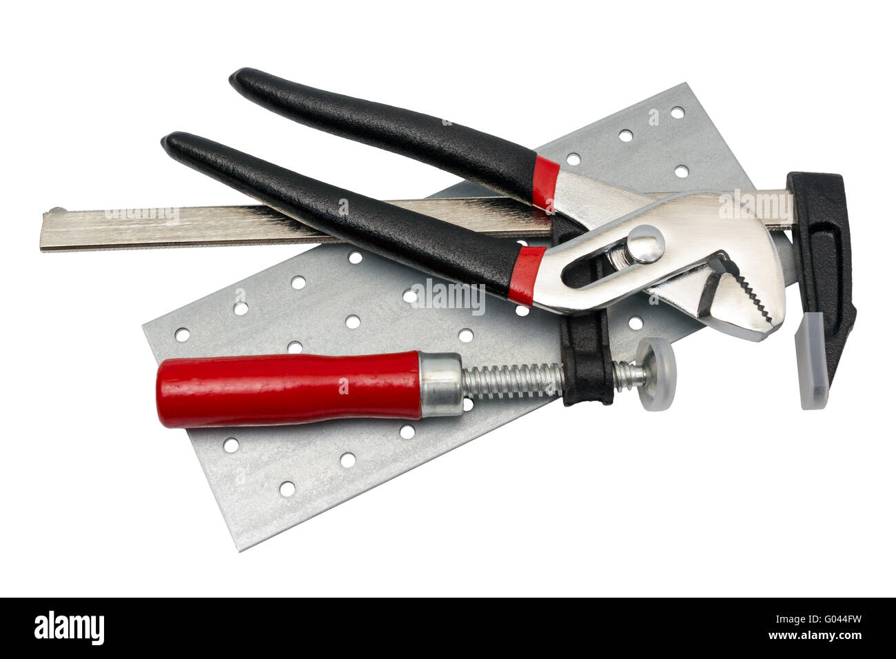 Tools collection Metal adjustable water pliers a Stock Photo Alamy